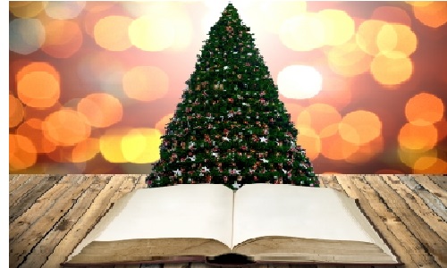 christmas tree and a book